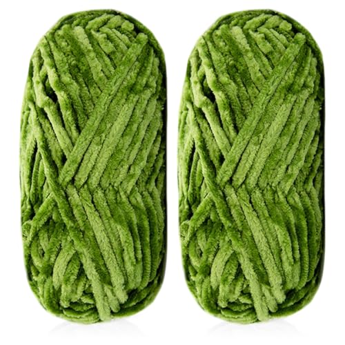 ISAKEN 2 Packungen Chenille Garn, Dickes Baumwoll Chenille Garn Premium Chenille Samt Garn Häkeln und Stricken Schal Naturell Baumwollgarn für DIY Handwerk von ISAKEN