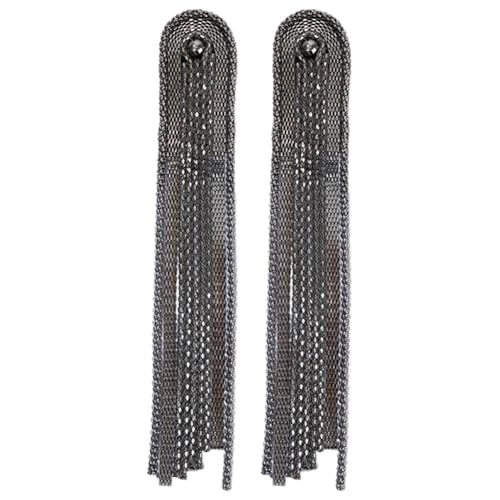 ISAKEN 2 Stücke Schulterklappen, Strass Epaulet Punk Fringe Quaste Schulter Epauletten Silber Schulter Bord Punk Stil Schulterklappen Halloween Kostüm Liefern Uniform Zubehör Für Frauen Männer von ISAKEN