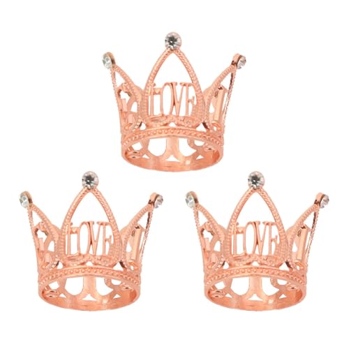 ISAKEN 3 Stücke Tortendeko Geburtstag, Crown Cake Topper Mini Krone Dekoration mit Strass, Wiederverwendbare Kuchen Krone Deko Cake Topper für Kinder Mädchen Frauen Dame von ISAKEN