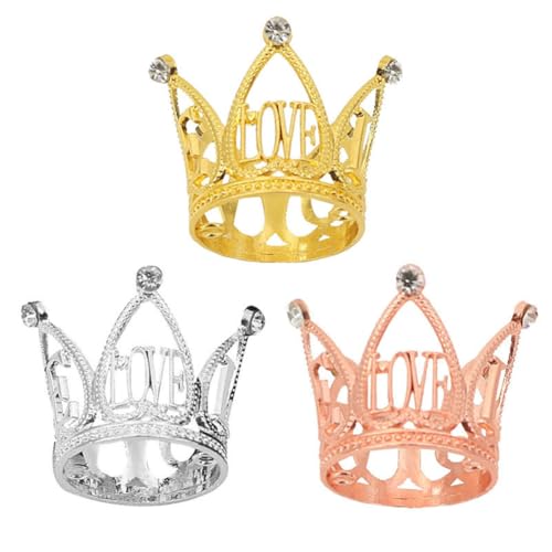 ISAKEN 3 Stücke Tortendeko Geburtstag, Crown Cake Topper Mini Krone Dekoration mit Strass, Wiederverwendbare Kuchen Krone Deko Cake Topper für Kinder Mädchen Frauen Dame von ISAKEN