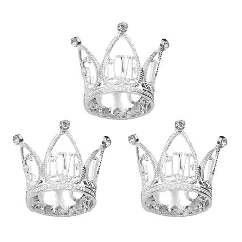 ISAKEN 3 Stücke Tortendeko Geburtstag, Crown Cake Topper Mini Krone Dekoration mit Strass, Wiederverwendbare Kuchen Krone Deko Cake Topper für Kinder Mädchen Frauen Dame von ISAKEN