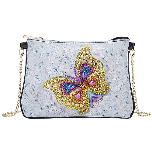 ISAKEN 5D Diamond Painting Handtasche DIY Diamond Art Painting Cross-Body Tasche mit Kette, Diamant Malerei Umhängetasche PU-Leder Handtasche Geschenk für Mädchen Frauen von ISAKEN