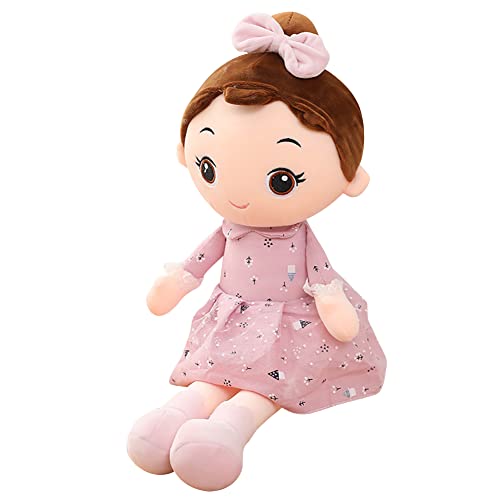 ISAKEN Baby Mädchen Stoffpuppe mit Hut und Kleidung, Weich Gefülltes Spielzeug Plüsch-Stofftier Dekoration Plüschwal niedlich Cartoon Mädchen Puppe Plüsch Spielzeug Kinder Geschenk, 45cm von ISAKEN