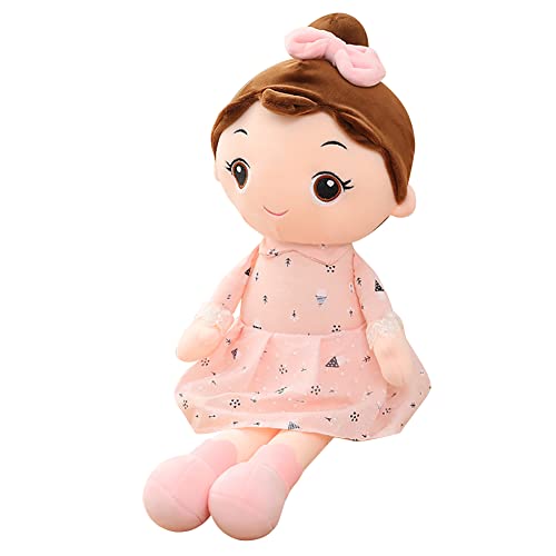 ISAKEN Baby Mädchen Stoffpuppe mit Hut und Kleidung, Weich Gefülltes Spielzeug Plüsch-Stofftier Dekoration Plüschwal niedlich Cartoon Mädchen Puppe Plüsch Spielzeug Kinder Geschenk, 45cm von ISAKEN