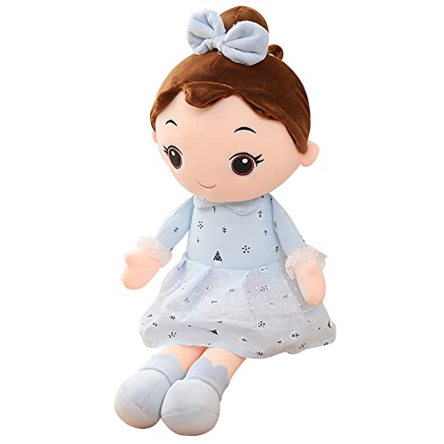 ISAKEN Baby Mädchen Stoffpuppe mit Hut und Kleidung, Weich Gefülltes Spielzeug Plüsch-Stofftier Dekoration Plüschwal niedlich Cartoon Mädchen Puppe Plüsch Spielzeug Kinder Geschenk, 45cm von ISAKEN