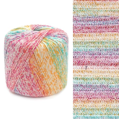 ISAKEN Baumwollgarn, Weiches Farbenfrohes Garn DIY Häkelgarn Baumwolle 125M Länge DIY Handmade Cotton Yarn Premium Garn für Heimarbeiten Basteln und Dekorieren von ISAKEN