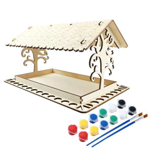 ISAKEN DIY Vogelhaus Bausatz für Kinder, DIY Vogelhaus zu Bauen und Malen, Kunsthandwerk aus Holzspielzeug, Spielzeug Geschenke für Jungen Mädchen, Holz Vogelhaus Puzzle Machen Set von ISAKEN