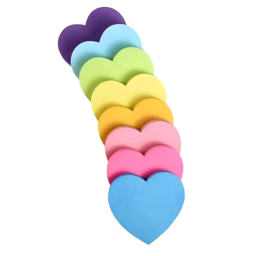 ISAKEN Haftnotizen Herz, 8 Farben Kawaii Haftnotizen Schulsachen Tagbar Notizblöck Sticky Notes Selbstklebende Klebezettel für Büro Zuhause Schule Sitzung von ISAKEN