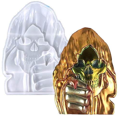 ISAKEN Schädel Harz Formen Totenkopf Epoxidharz Formen Halloween 3D Formen Resin Silikonform Epoxy Gießform Ornamente DIY Handwerk Ornamente für Haus Basteln, Halloween Party von ISAKEN