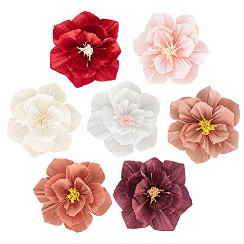 ISKAEN Seidenpapier Pompons Deko, 7 Stück Große Papierblumen für Hochzeit Party Dekoration, Riesige Fiesta Crepe Papier Blumen für Hochzeit, Geburtstag,Outdoor Garten Party Deco von ISAKEN