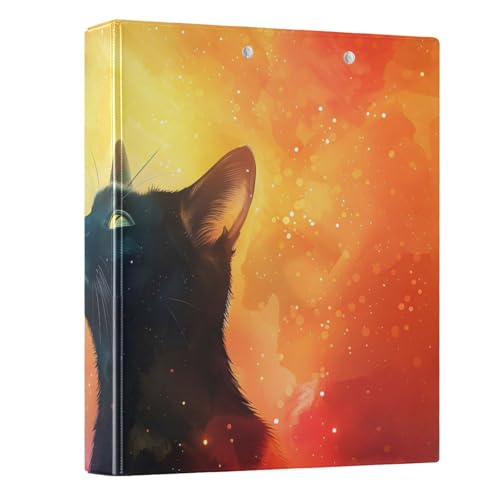 Abstrakte Kunst Katze Sternenhimmel 3-Ringbuch 3,8 cm runder Ringbuch Sichtbuch für 200 Dokumente für Zuhause, Schule, Büro von ISAOA