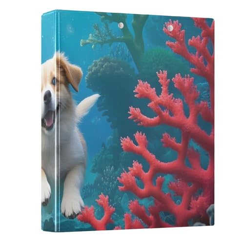 Dog Sea Ringbuch mit 3 Ringen, 3,8 cm, rund, für 200 Dokumente, für Zuhause, Schule, Büro von ISAOA