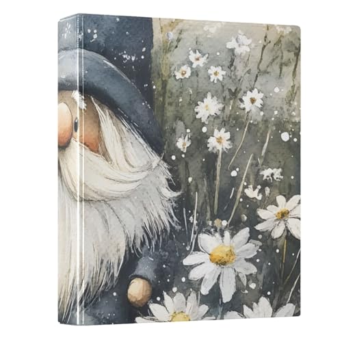 Gnome Daisy 3-Ringbuch, 3,8 cm, runder Ringbuch, Sichtbuch, hält 200 Dokumente, für Zuhause, Schule, Büro von ISAOA