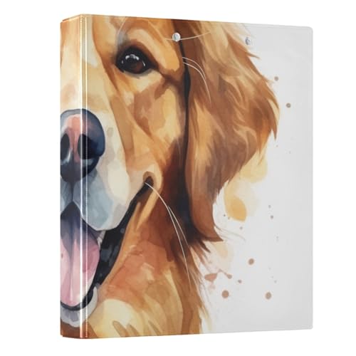 Golden Retriever Ringbuch mit 3 Ringen, 3,8 cm, rund, für 200 Dokumente, für Zuhause, Schule, Büro von ISAOA