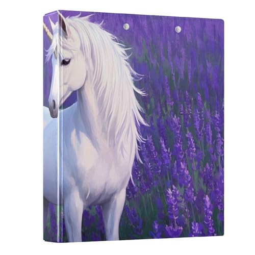 Lavendel-Einhorn-3-Ringbuch, 3,8 cm, runder Ringbuch, Sichtbuch, hält 200 Dokumente, für Zuhause, Schule, Büro von ISAOA