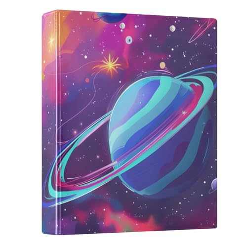 Lustiges, buntes Alien-Space-3-Ringbuch, 3,8 cm, runder Ringbuch, Sichtbuch, hält 200 Dokumente, für Zuhause, Schule, Büro von ISAOA