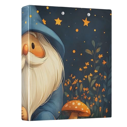 Mond Gnome Mushroom 3-Ringbuch 3,8 cm runder Ringbuch Sichtbuch für 200 Dokumente für Zuhause, Schule, Büro von ISAOA