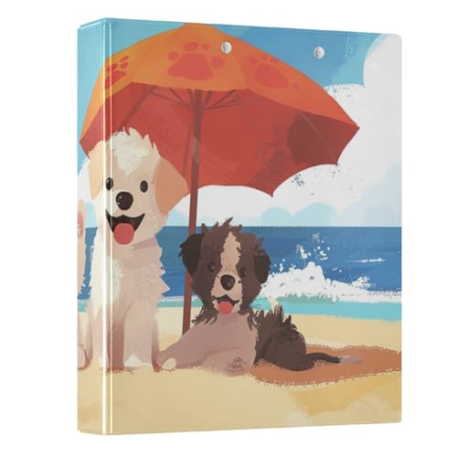 Süßer Hundestrand, 3-Ringbuch, 3,8 cm, runder Ringbuch, Sichtbuch, hält 200 Dokumente, für Zuhause, Schule, Büro von ISAOA