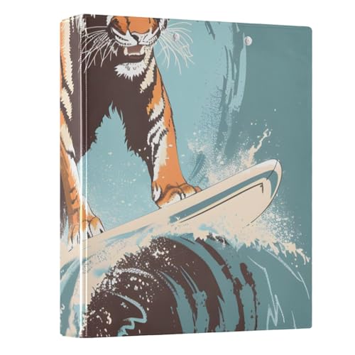 Tiger Surfing Ringbuch mit 3 Ringen, 3,8 cm, rund, Sichtbuch, hält 200 Dokumente, für Zuhause, Schule, Büro von ISAOA