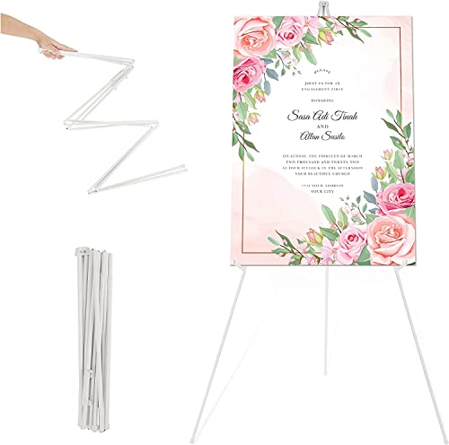 ISFORU Staffelei Ständer für Hochzeitsschild & Poster 63''(160cm) Stativ zusammenklappbare tragbare Künstler Boden Staffeleien für Display Show (Weiß) von ISFORU