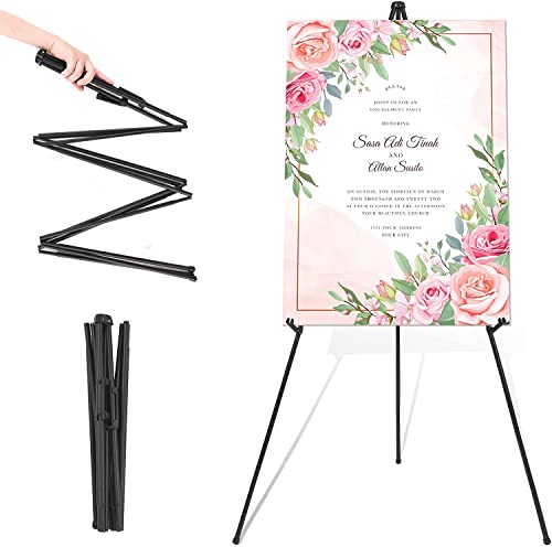 Staffelei Ständer für Hochzeitsschild & Poster 63''(160cm) Stativ zusammenklappbare tragbare Künstler Boden Staffeleien für Display Show (Schwarz) von ISFORU