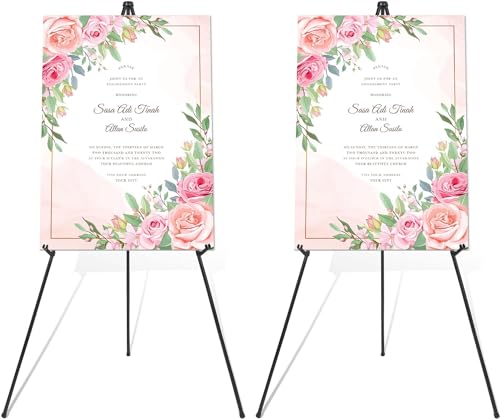 Staffelei Ständer für Hochzeitsschild & Poster 63''(160cm) Stativ zusammenklappbare tragbare Künstler Boden Staffeleien für Display Show (Schwarz 2PCS) von ISFORU