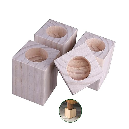 ISHEGREV 4 Stück Möbelbeine, solide, Dicke Schrankfüße, Erhöhungspolster, Moderne Ersatzbeine aus Holz für Couchtische, Couch, Schreibtisch, quadratischer Holzblock (6 x 10 cm) von ISHEGREV