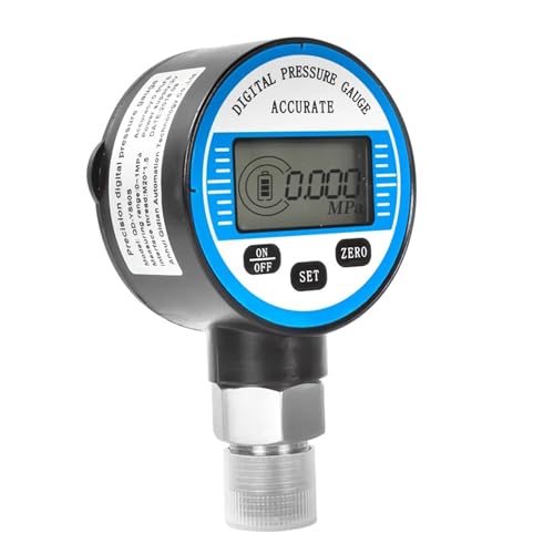 ISIRYK LCD-Display-Manometer Digitaler Luftdruckmesser mit Zifferblatt, Manometer, OEM angepasst, 220 Psi 15 Bar, mit Daten-LCD-Anzeige Industrie-Druckmessgerät(G1-2,0-10Mpa) von ISIRYK