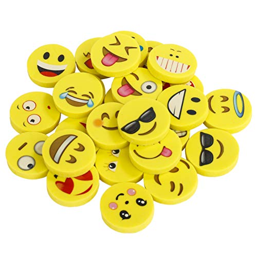 Emoji Kinder Radiergummi 144 Stücke Smiley Radierer Gastgeschenk Geschenke für Geburtstag Party Festival neues Jahr Weihnachten, gelb von ISIYINER