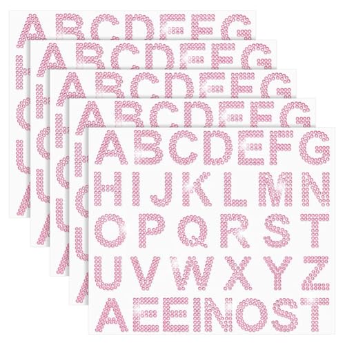 ISKDJBJG 170 Stück Silberne Strass-Buchstabenaufkleber, 5 mit Je 34 Buchstaben, Glitzernde Bling-Alphabet-Buchstabenaufkleber, Rosa von ISKDJBJG