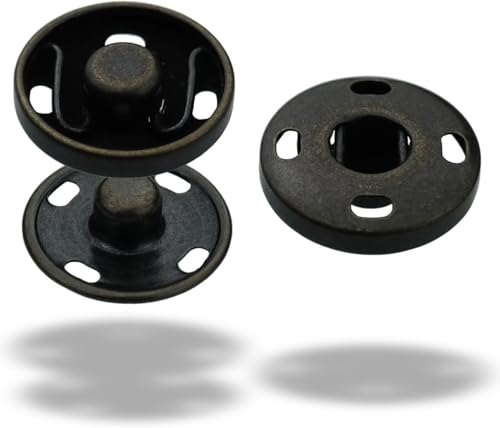 Druckknöpfe zum Aufnähen 20 Paare - S-Feder 8 mm bis 25 mm Druckknopf zum Annähen Snaps Button viele Farben (Antik, 17 mm) von ISTA TOOLS