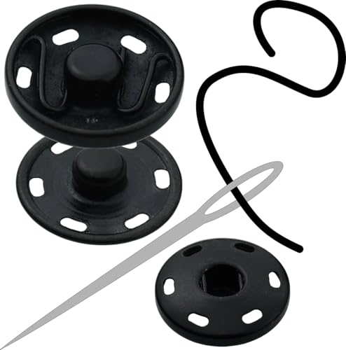 Druckknöpfe zum Aufnähen 20 Paare - S-Feder 8 mm bis 25 mm Druckknopf zum Annähen Snaps Button viele Farben (Schwarz, 19 mm) von ISTA TOOLS