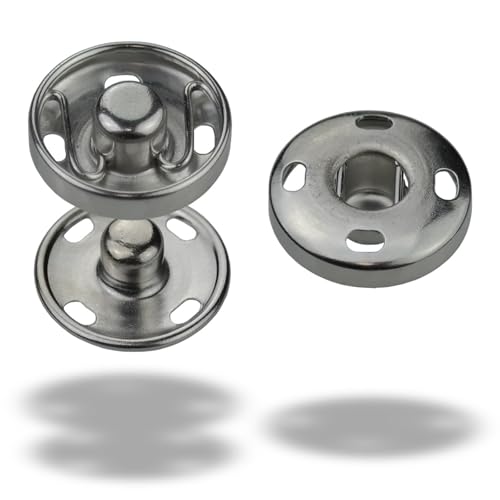 Druckknöpfe zum Aufnähen 20 Paare - S-Feder 8 mm bis 25 mm Druckknopf zum Annähen Snaps Button viele Farben (Silber, 17 mm) von ISTA TOOLS