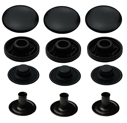 ISTA TOOLS Druckknöpfe Farbe schwarz S-Feder,Buttons, S-Feder-Snaps, Messing, rostfrei, vierteilig Metallknöpfe (10 Stück - 12,5 mm) von ISTA TOOLS