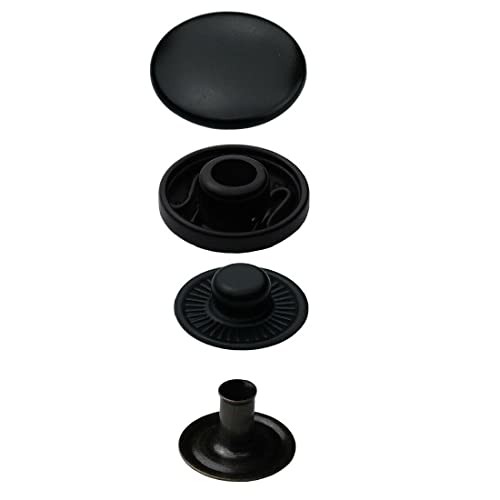 ISTA TOOLS Druckknöpfe Farbe schwarz S-Feder,Buttons, S-Feder-Snaps, Messing, rostfrei, vierteilig Metallknöpfe (50 Stück - 10 mm) von ISTA TOOLS