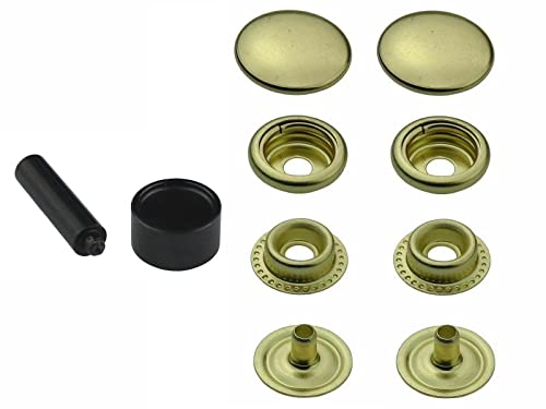 Ringfeder Druckknöpfe + Einschlagstempel, Snaps Buttons Metallknöpfe rostfreie Knöpfe Ringfederverschluss (10 Stück - 12,5 mm) von ISTA TOOLS