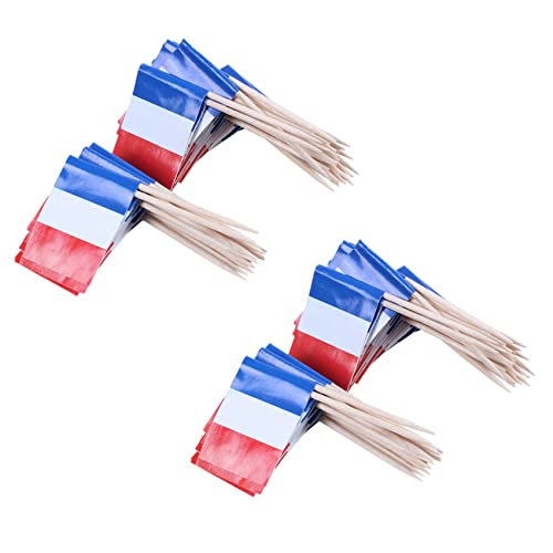 ISTOVO Lot von 100 StüCk Mini-Zahnstocher Aus mit Flagge für Dekor von -Obst-GebäCk - Frankreich (Blau, Weiß, Rot) von ISTOVO