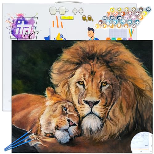 ITA ART Malen nach Zahlen Komplett Set mit Keilrahmen, Acrylfarben, Pinseln, Zubehör, Geschenkbox - DIY Gemälde Bastelset Kit mit Leinwand für Erwachsene, 40x50 cm, Familie von ITA