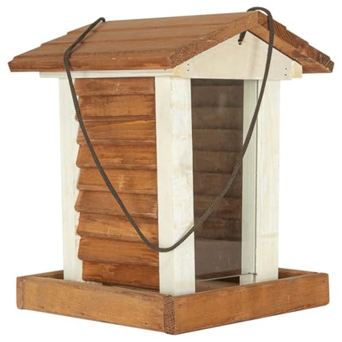 ITA Vogelfutterhaus Leckerbissen 20x20x26,5 cm aus Holz - Vogelhaus zum Aufhängen - Vogelfutterspender für Wildvögel - Wetterfest, Stabil, Robust - Vogelfutterstation mit Fenster aus Acrylglas von ITA