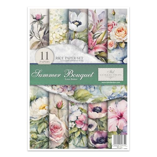 ITD Collection - Rice Paper für Serviettentechnik A4 - Decoupage Rice Paper Sheet für Scrapbooking Kartenherstellung Kunstjournal 29,7 x 21 cm - Summer Bouquet RP 074 von ITD Collection