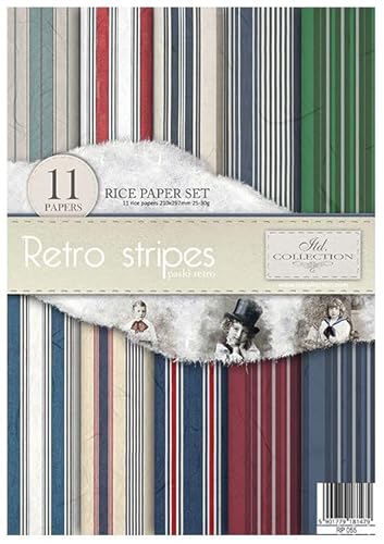 ITD Collection RP055 Reispapier 29.7cm x 21cm (RP055 - Retro Stripes) von ITD Collection