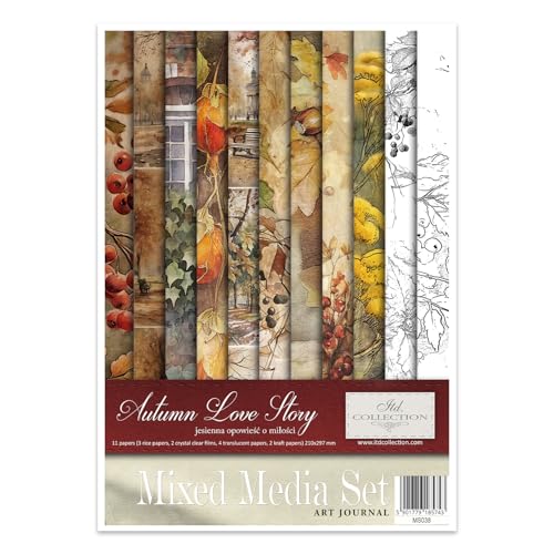 ITD Collection - Reispapier Kreativset A4 Decoupage Rice Paper Sheet 29,7 x 21 cm Serviettentechnik Mehrfarben (RP064 -Autumn Love Story) von ITD Collection