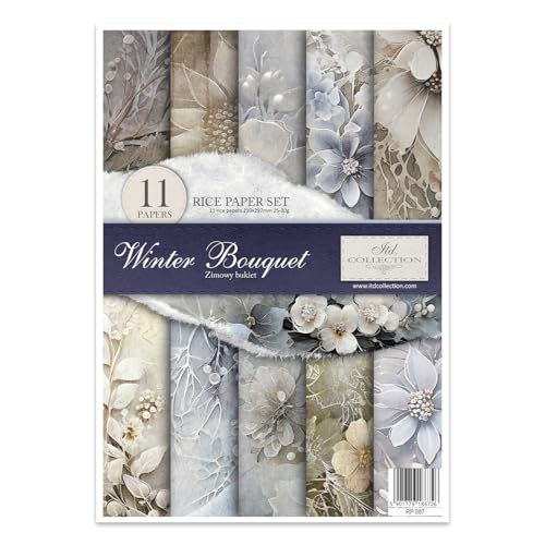 ITD Collection - Reispapier Kreativset A4 Decoupage Rice Paper Sheet 29,7 x 21 cm Serviettentechnik Mehrfarben (RP067 -Winter Bouquet) von ITD Collection