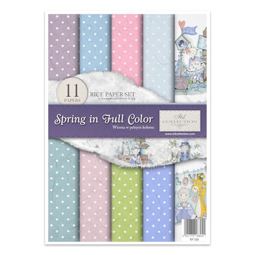 ITD Collection - Reispapier Kreativset A4 Decoupage Rice Paper Sheet 29,7 x 21 cm Serviettentechnik Mehrfarben (RP069 -Spring in Full Color) von ITD Collection