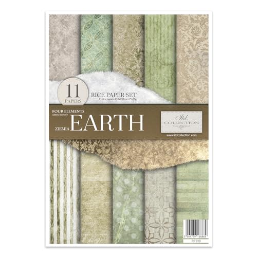 ITD Collection - Reispapier Kreativset A4 Decoupage Rice Paper Sheet 29,7 x 21 cm Serviettentechnik Mehrfarben (Four Elements - Earth, RP010) von ITD Collection