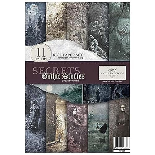 ITD Collection - Reispapier Kreativset A4 Decoupage Rice Paper Sheet 29,7 x 21 cm Serviettentechnik Mehrfarben (Secrets Gothic Stories, RP008) von ITD Collection