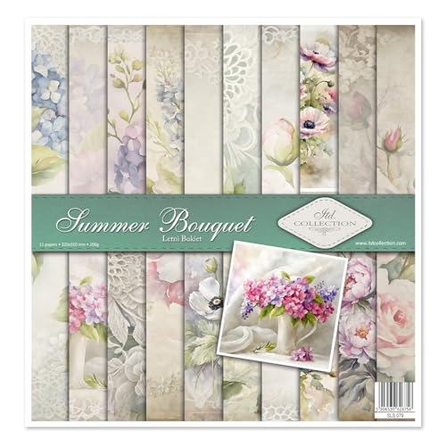 ITD Collection - Scrapbook Papier 12x12 inches - Scrapbooking Paket 310 x 320 mm - Dekorpapier für Decoupage - Kartenherstellung 10 Blatt + 1 Kunstjournal - Summer Bouquet SLS 079 von ITD Collection