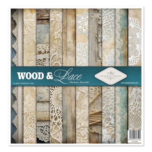 ITD Collection - Scrapbook Papier 12x12 inches - Scrapbooking Paket 310 x 320 mm - Dekorpapier für Decoupage - Kartenherstellung 10 Blatt + 1 Kunstjournal - Wood & Lace SLS 080 von ITD Collection