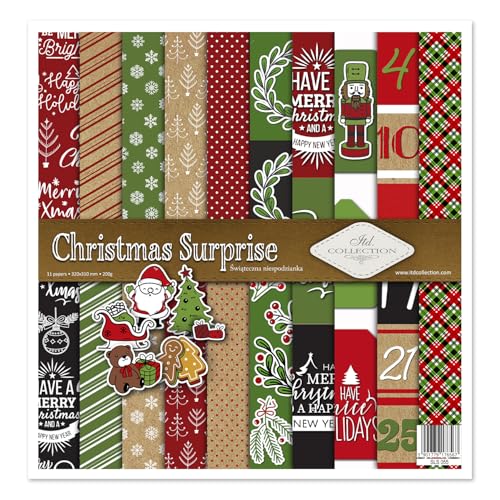 ITD Collection - Scrapbooking-Paket 12x12 inches, Scrapbooking Papier, Dekorpapier, Decoupage, Kartenherstellung, Papiergröße - 310 x 320 mm (Christmas Surprise, SLS055) von ITD Collection