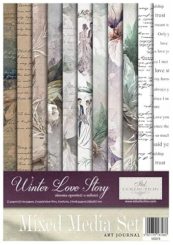 ITD Collection -Scrapbooking Paket A4 Zubehör-Decoupage Set-Scrapbook Papier Satz mit Pergamentpapier-Größe 210x297mm (MS016 - HS code 48021000), Winter Love Story von ITD Collection